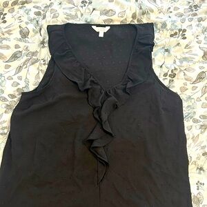 Lauren Conrad LC, black tank top ruffle collar blouse size L never been worn